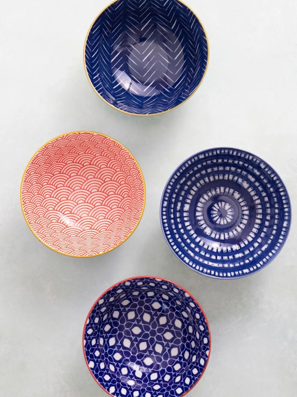 Kitchencraft Set of 4 Patterned Ceramic Cereal Bowls