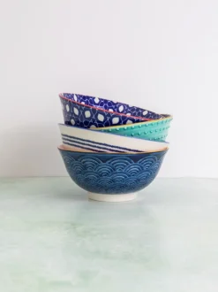 Kitchencraft Set of 4 Patterned Ceramic Cereal Bowls