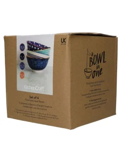 Kitchencraft Set of 4 Patterned Ceramic Cereal Bowls