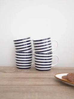 Kitchencraft Set of 4 Striped Ceramic Mugs