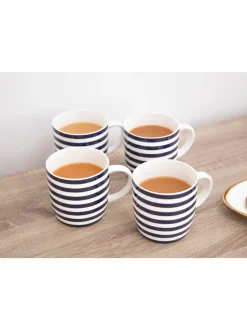 Kitchencraft Set of 4 Striped Ceramic Mugs
