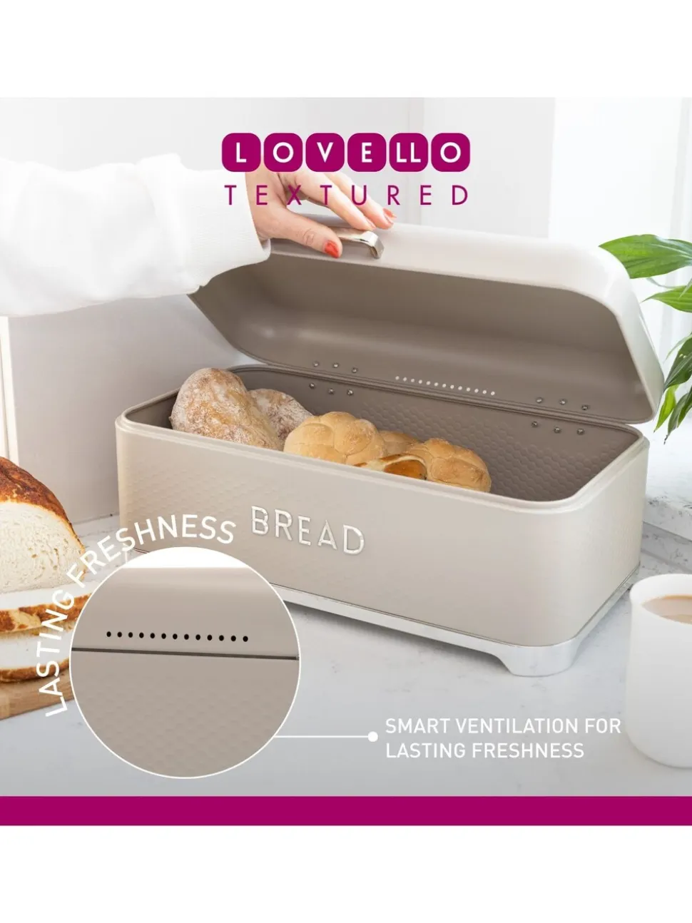 Kitchencraft Textured Bread Bin Sleek Storage