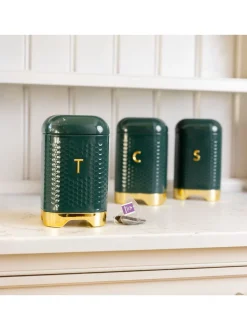 Kitchencraft Textured Geometric Tea Coffee Sugar Canisters Set