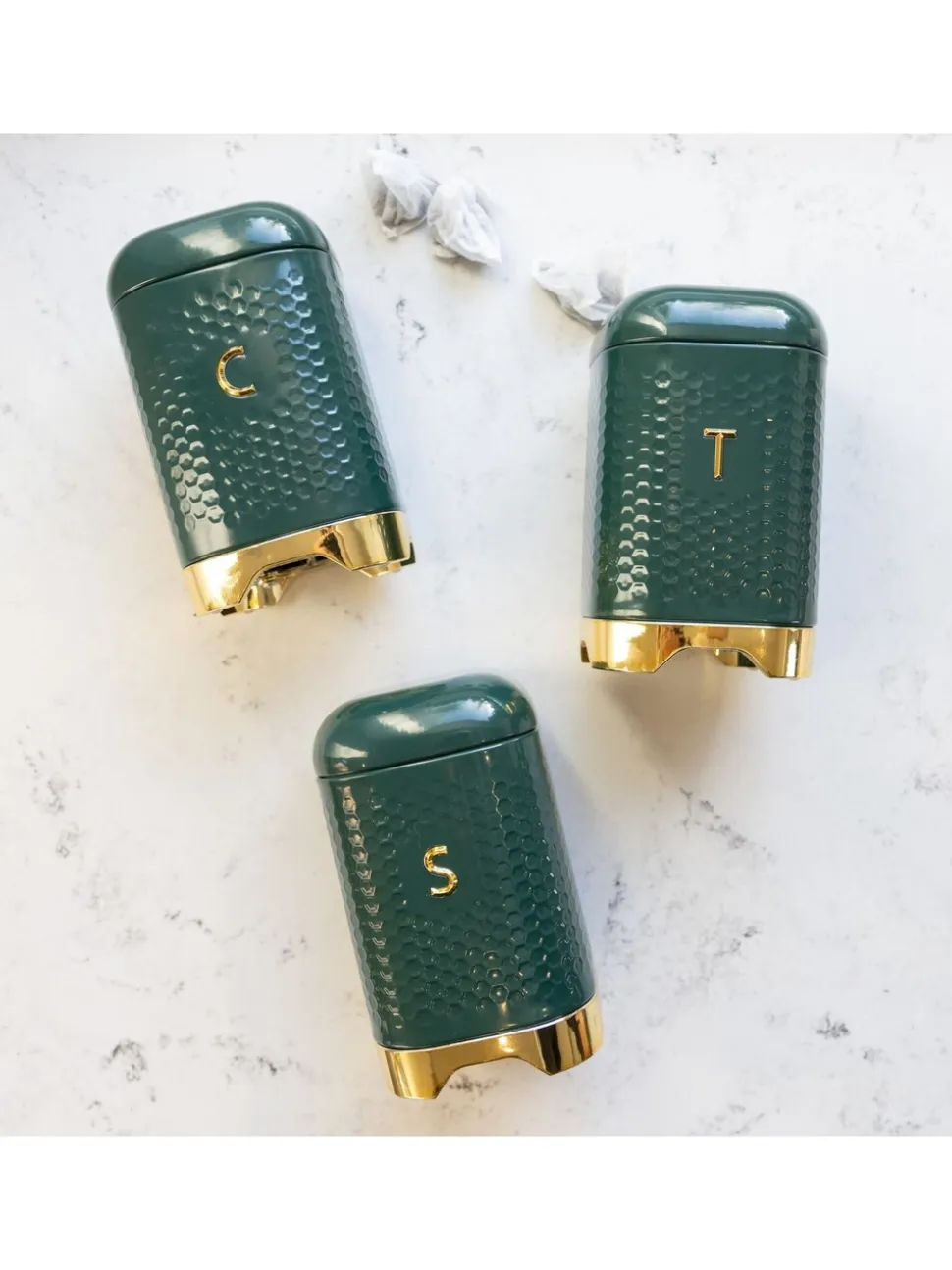 Kitchencraft Textured Geometric Tea Coffee Sugar Canisters Set