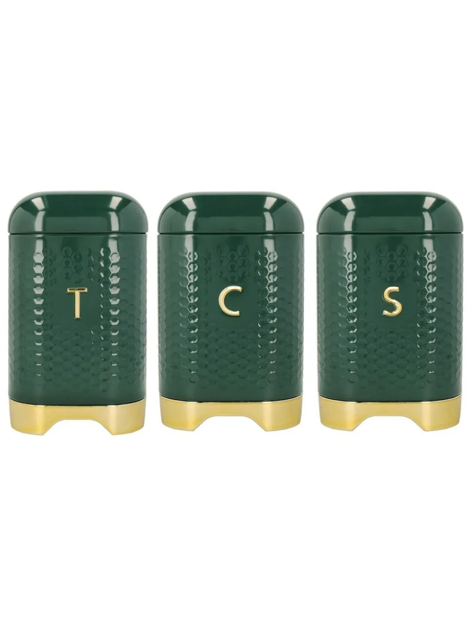 Kitchencraft Textured Geometric Tea Coffee Sugar Canisters Set