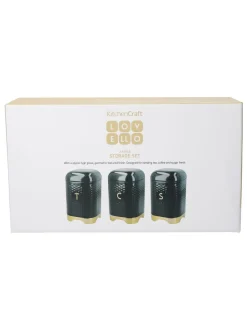 Kitchencraft Textured Geometric Tea Coffee Sugar Canisters Set