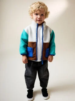Kleurenblok - Effen fleece met rits en trechterhals (3mnd-7jr)
