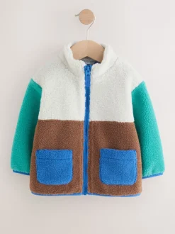 Kleurenblok - Effen fleece met rits en trechterhals (3mnd-7jr)