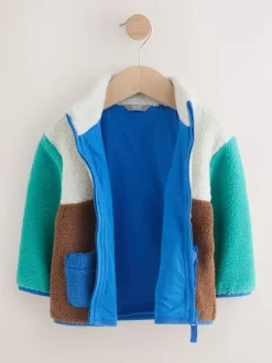 Kleurenblok - Effen fleece met rits en trechterhals (3mnd-7jr)
