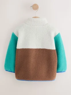 Kleurenblok - Effen fleece met rits en trechterhals (3mnd-7jr)
