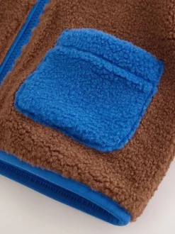Kleurenblok - Effen fleece met rits en trechterhals (3mnd-7jr)