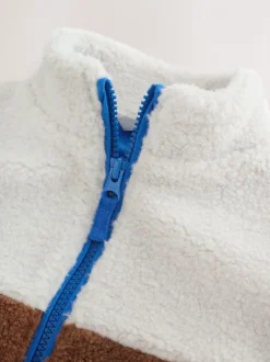 Kleurenblok - Effen fleece met rits en trechterhals (3mnd-7jr)