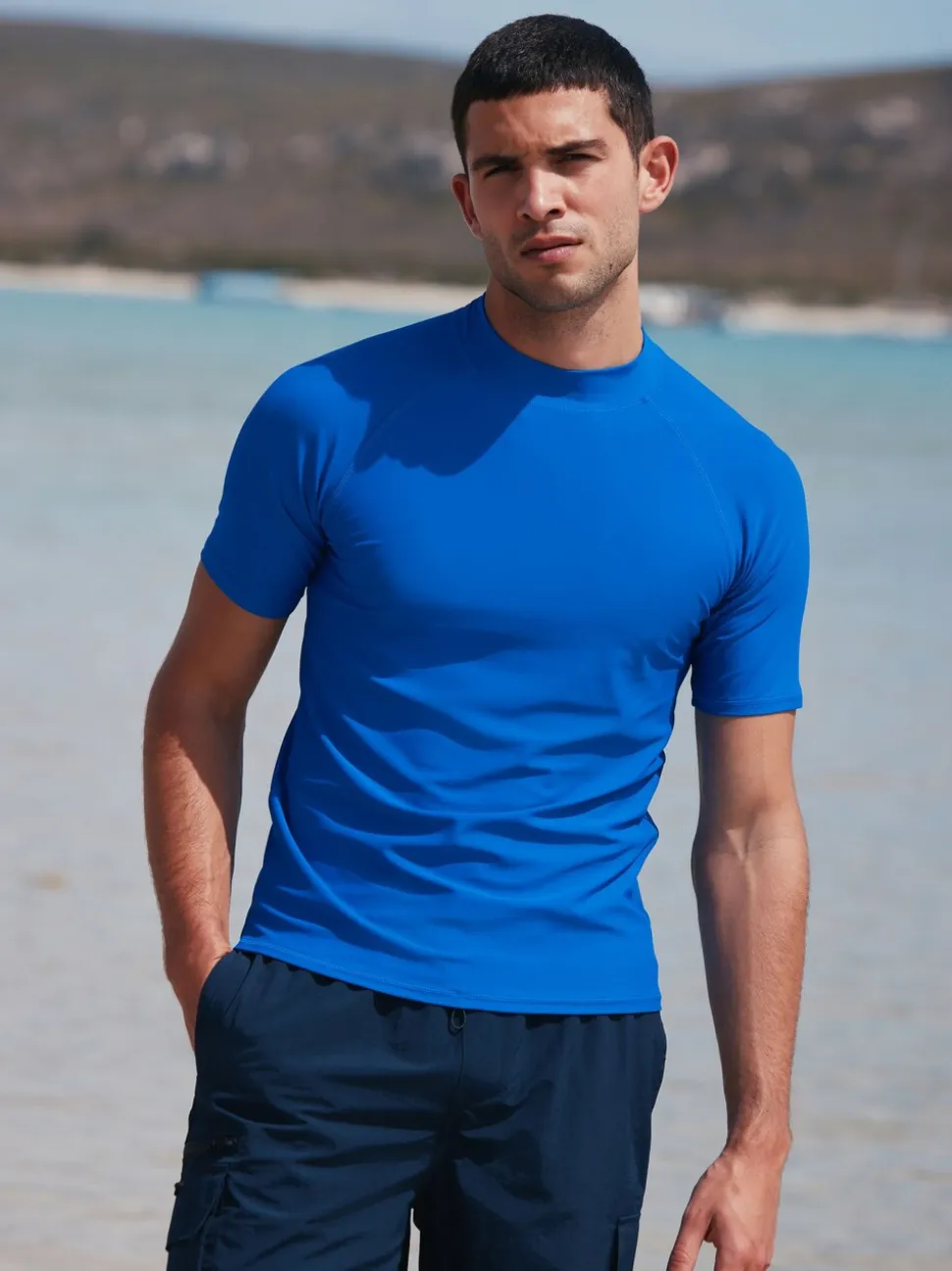 Kobaltblauw - Actief rash vest met korte mouwen