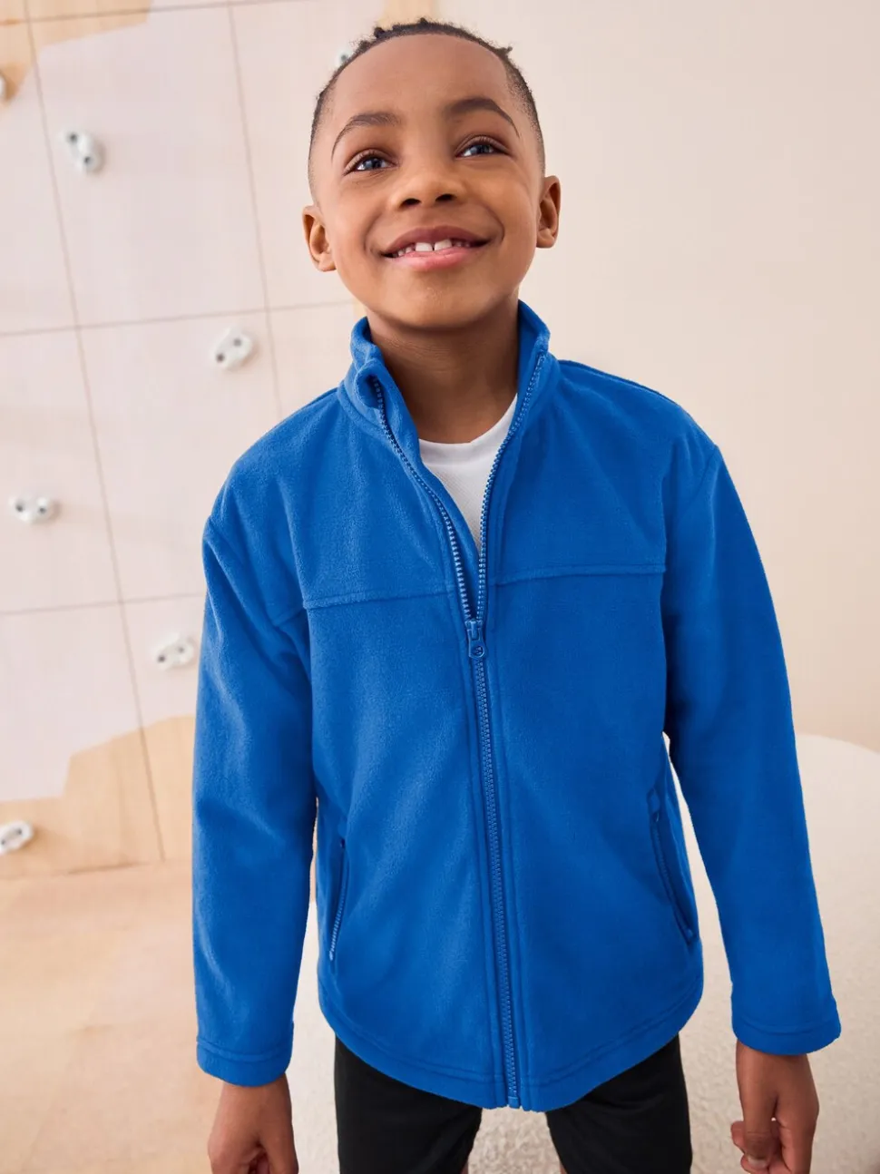 Kobaltblauw - Fleece jack met rits en zakken (3-16 jr)