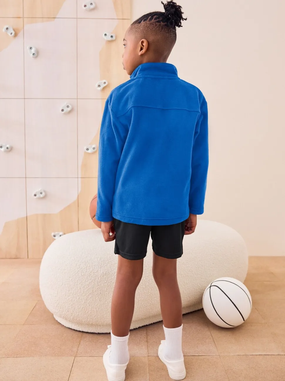 Kobaltblauw - Fleece jack met rits en zakken (3-16 jr)