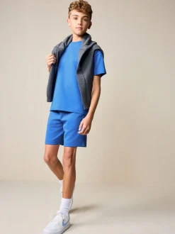Kobaltblauw - Relaxed Fit Heavyweight T-Shirt and Shorts Set (3-16yrs)