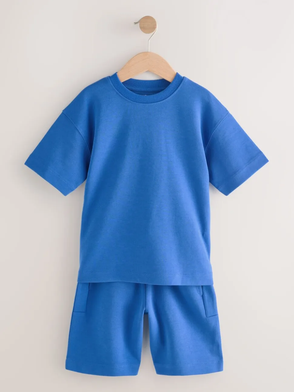 Kobaltblauw - Relaxed Fit Heavyweight T-Shirt and Shorts Set (3-16yrs)