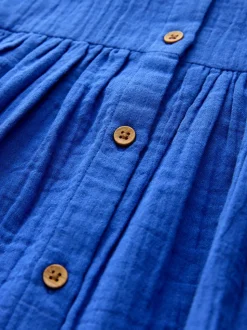 Kobaltblauw - Textured Short Sleeve Dress (3mths-8yrs)