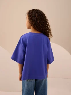 Kobaltblauw - T-shirt met sterren en pailletten (3-16jr)