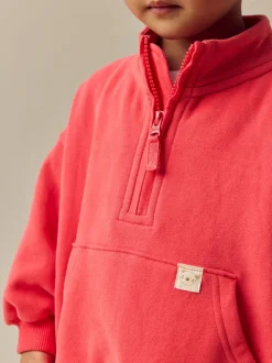 Koraalrood - Sweatshirt met kwartrits (3mnd -7jr)