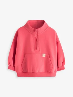 Koraalrood - Sweatshirt met kwartrits (3mnd -7jr)
