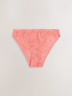 Koraalroze - All-Over Lace No VPL Knickers 3 Pack