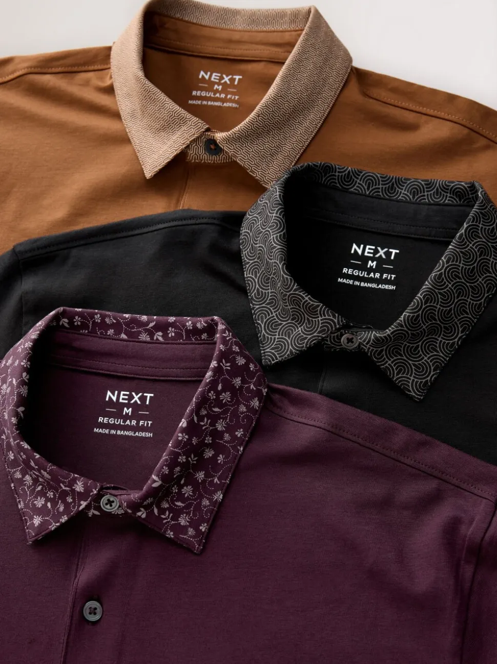 Kraag met bessenprint - Set van 3 jersey poloshirts met korte mouwen