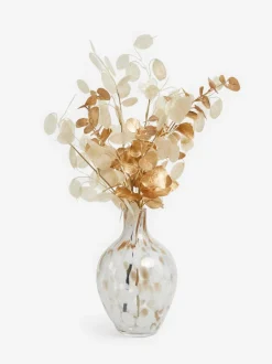 Kunstbloemenboeket van eucalyptus en confetti vaas
