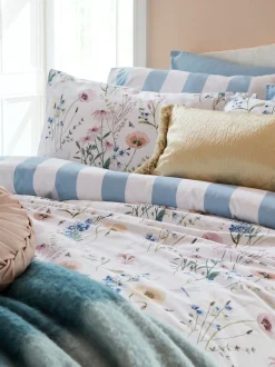 Laura Ashley 100% Cotton Percale 200 Thead Count Alford Meadow Duvet Cover and Pillowcase Set