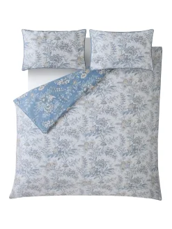 Laura Ashley 100% Cotton Sateen 200 Thread Count Marlbrook Duvet Cover and Pillowcase Set