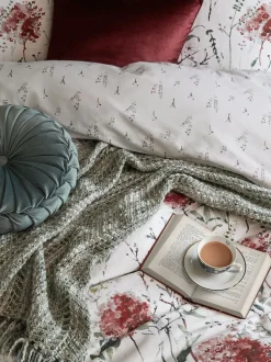 Laura Ashley 100% Cotton Sateen 220 Thread Count Pallington Bloom Duvet Cover and Pillowcase Set