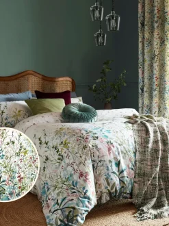 Laura Ashley 100% katoensatijn 220 thread count Pointon Fields dekbedovertrek- en kussensloopSet