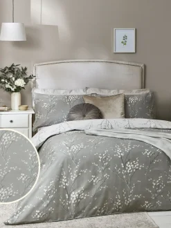 Laura Ashley 100% katoensatijn 200 thread count Pussy Willow Dekbedovertrek- en kussensloopset