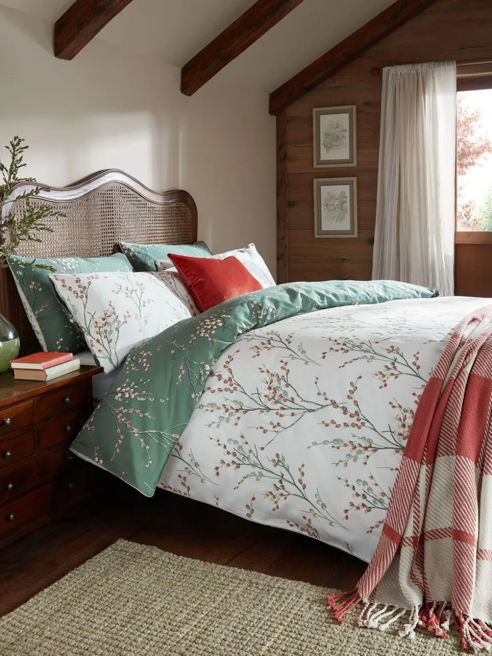 Laura Ashley 100% katoensatijn 200 thread count Pussy Willow Dekbedovertrek- en kussensloopset
