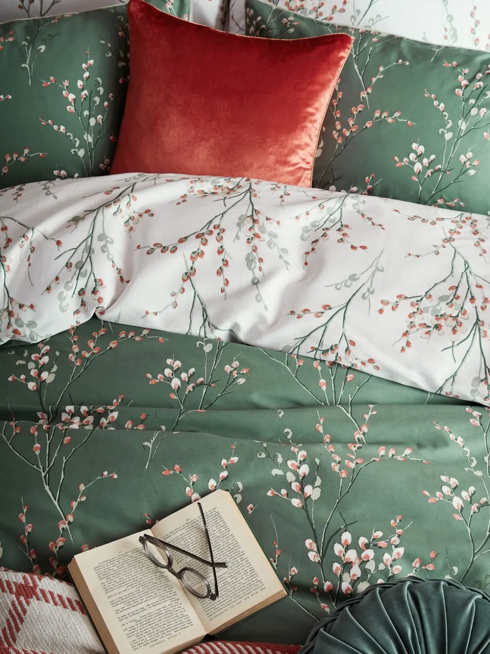 Laura Ashley 100% katoensatijn 200 thread count Pussy Willow Dekbedovertrek- en kussensloopset
