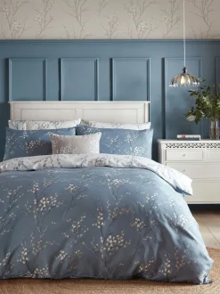 Laura Ashley 100% katoensatijn 200 thread count Pussy Willow Dekbedovertrek- en kussensloopset