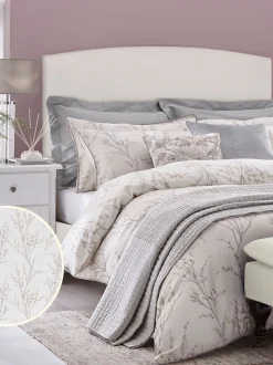 Laura Ashley 100% katoensatijn 200 thread count Pussy Willow Dekbedovertrek- en kussensloopset