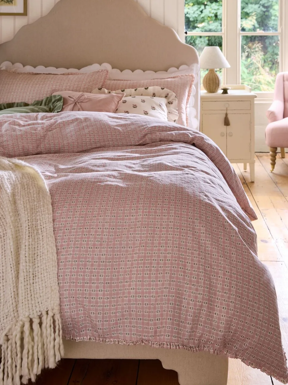 Laura Ashley Cresswell Gingham 100% Cotton Duvet Cover and Pillowcase Set