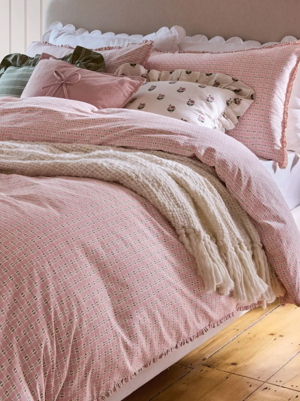 Laura Ashley Cresswell Gingham 100% Cotton Duvet Cover and Pillowcase Set