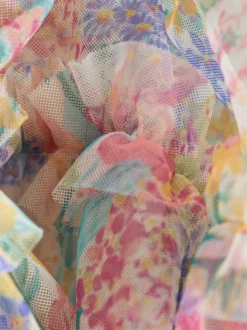 Laura Ashley geplooide strokenjurk met ruches