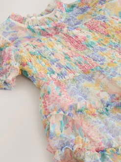 Laura Ashley geplooide strokenjurk met ruches