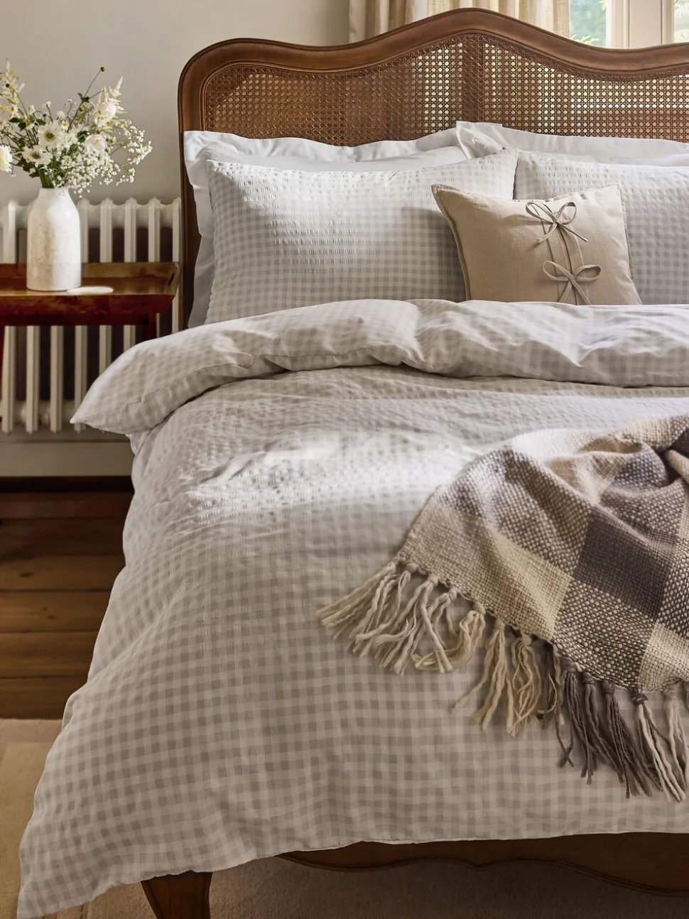 Laura Ashley Gingham Seersucker Duvet Cover and Pillowcase Set