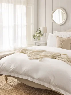 Laura Ashley Hemstitch 200 Thread Count Duvet Cover and Pillowcase Set