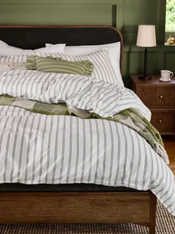 Laura Ashley Henley Stripe 100% Cotton Duvet Cover and Pillowcase Set