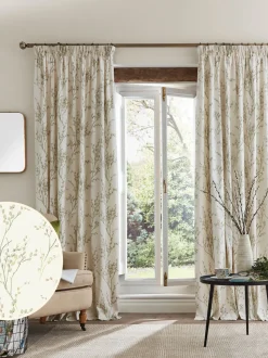 Laura Ashley Pussy Willow gevoerde gordijnen met potloodplooi