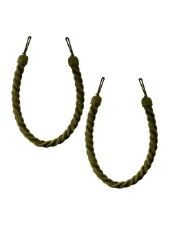 Laura Ashley Set of 2 Chenille Grafton Rope Curtain Tiebacks