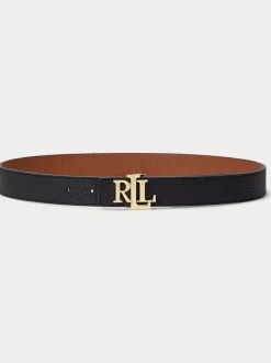 Lauren Ralph Lauren 2,5cm Omkeerbare kiezelkleurige leren riem met logo