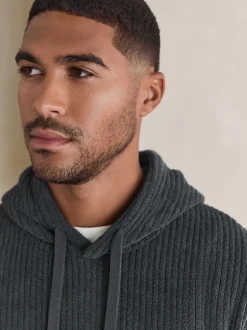 Leisteen grijs - Borg Fleece Ribbed Texture Hoodie