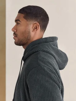 Leisteen grijs - Borg Fleece Ribbed Texture Hoodie