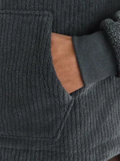 Leisteen grijs - Borg Fleece Ribbed Texture Hoodie